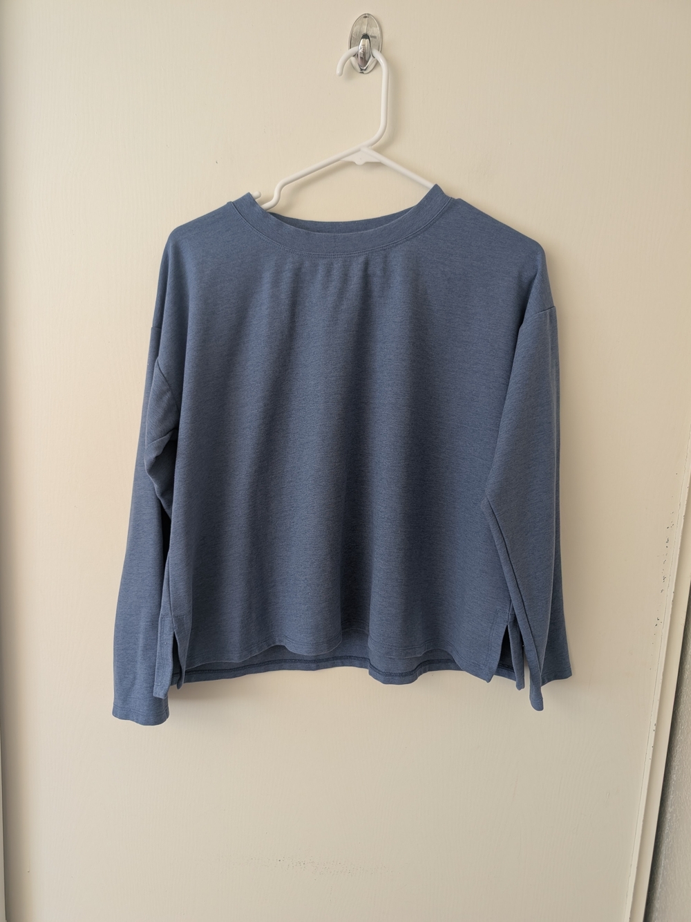 Eileen Fisher Womens Small Blue Long Sleeve Shirt Basic Lounge Athleisure Casual